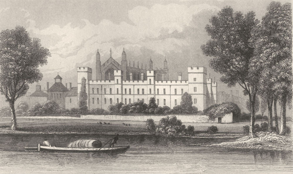 BERKSHIRE. Eton college, Berkshire, from the Thames. DUGDALE 1845 old print